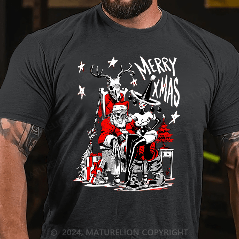 Matuerlion Christmas T-Shirt Skelly Claus Graphic T-shirt