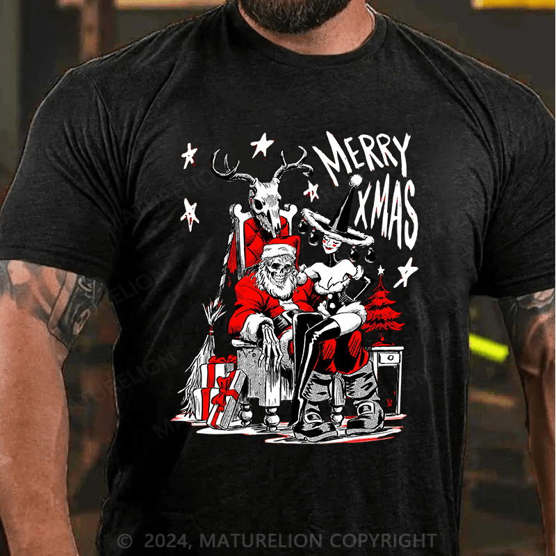 Matuerlion Christmas T-Shirt Skelly Claus Graphic T-shirt