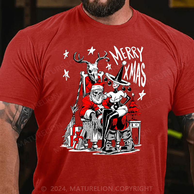 Matuerlion Christmas T-Shirt Skelly Claus Graphic T-shirt