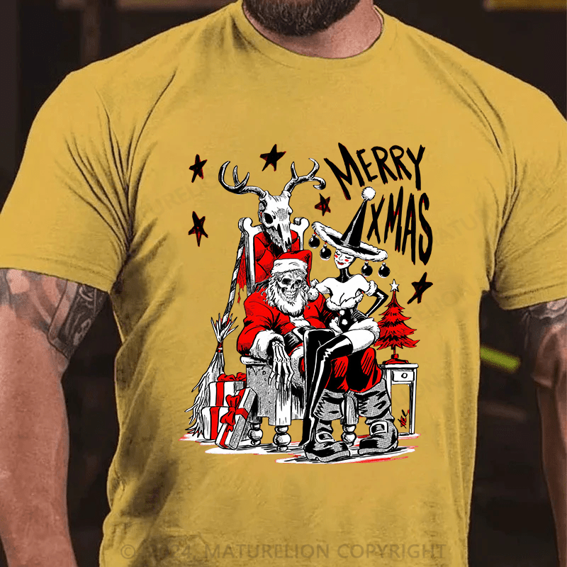 Matuerlion Christmas T-Shirt Skelly Claus Graphic T-shirt