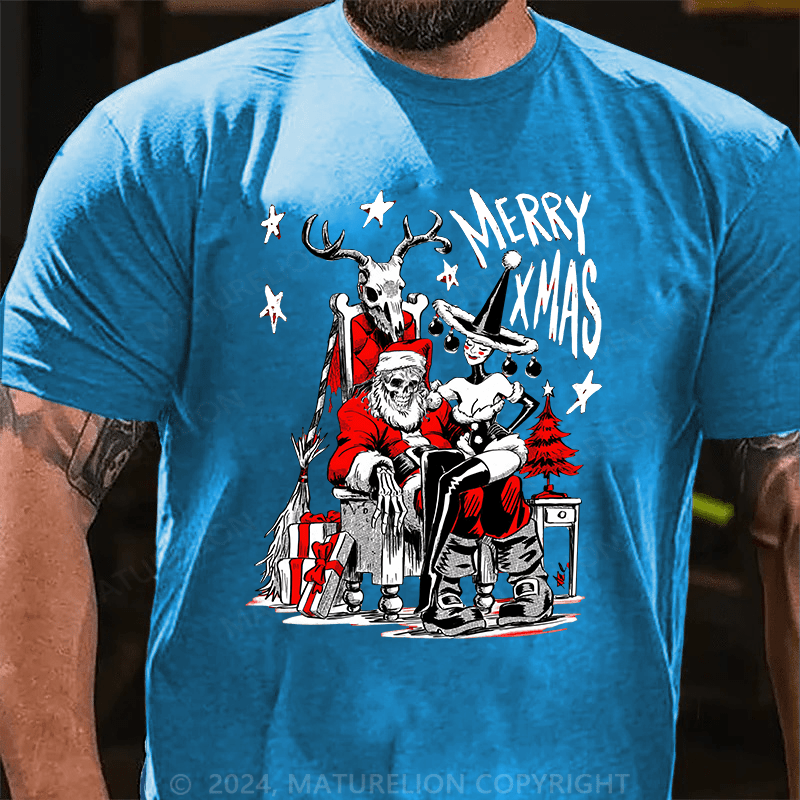 Matuerlion Christmas T-Shirt Skelly Claus Graphic T-shirt