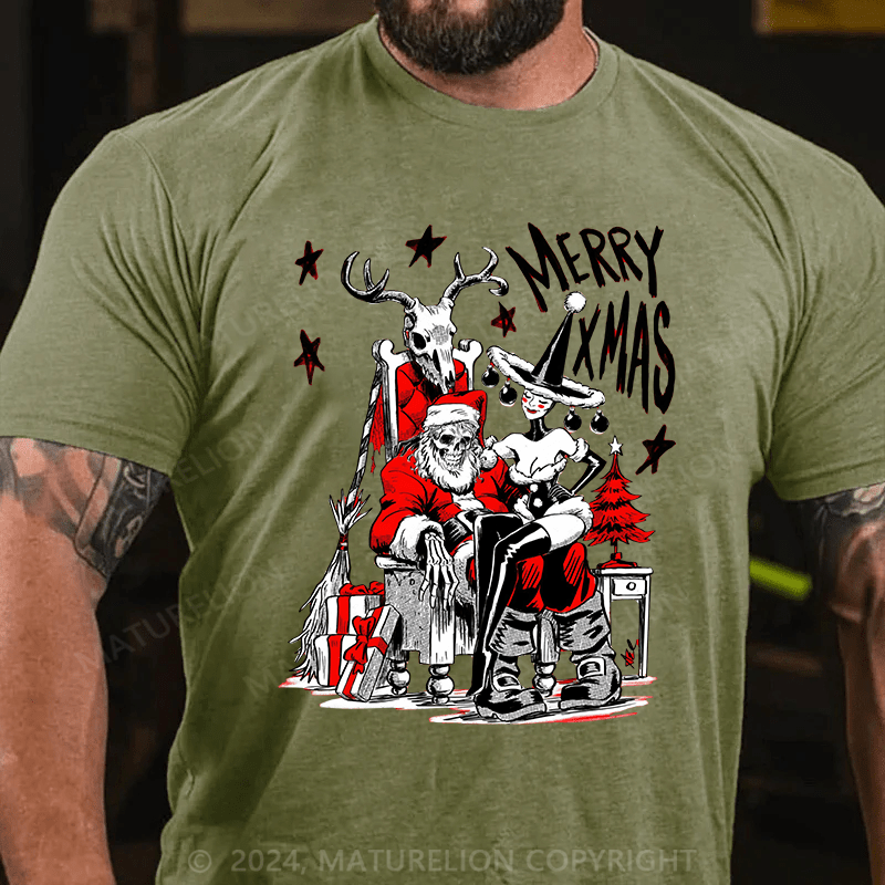 Matuerlion Christmas T-Shirt Skelly Claus Graphic T-shirt