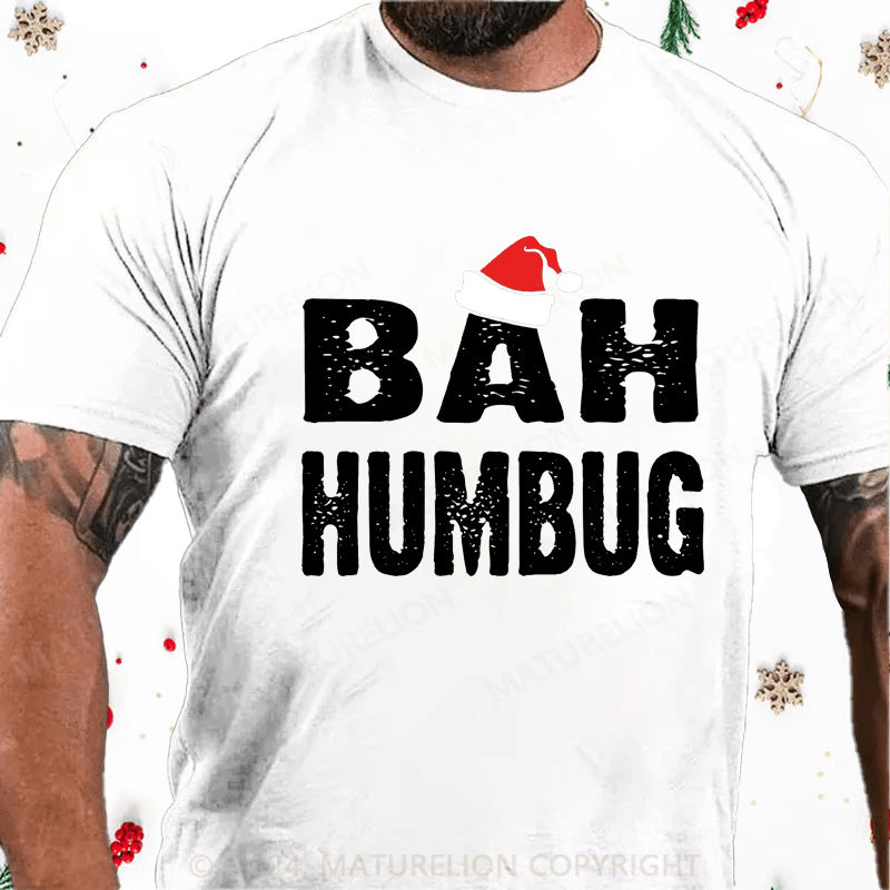 Maturelion Christmas T-Shirt Bah, Humbug Cotton T-Shirt