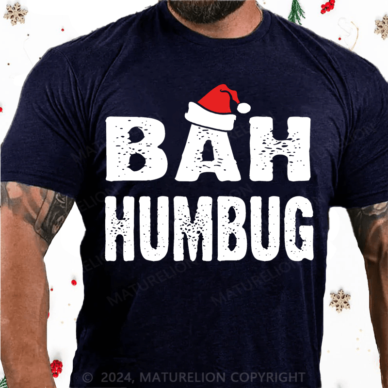 Maturelion Christmas T-Shirt Bah, Humbug Cotton T-Shirt