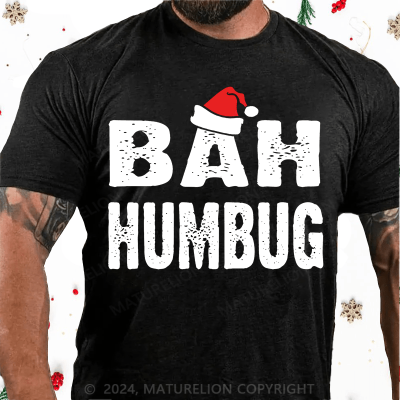 Maturelion Christmas T-Shirt Bah, Humbug Cotton T-Shirt