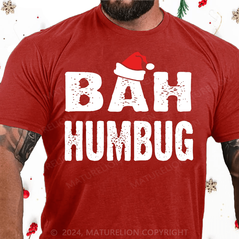 Maturelion Christmas T-Shirt Bah, Humbug Cotton T-Shirt