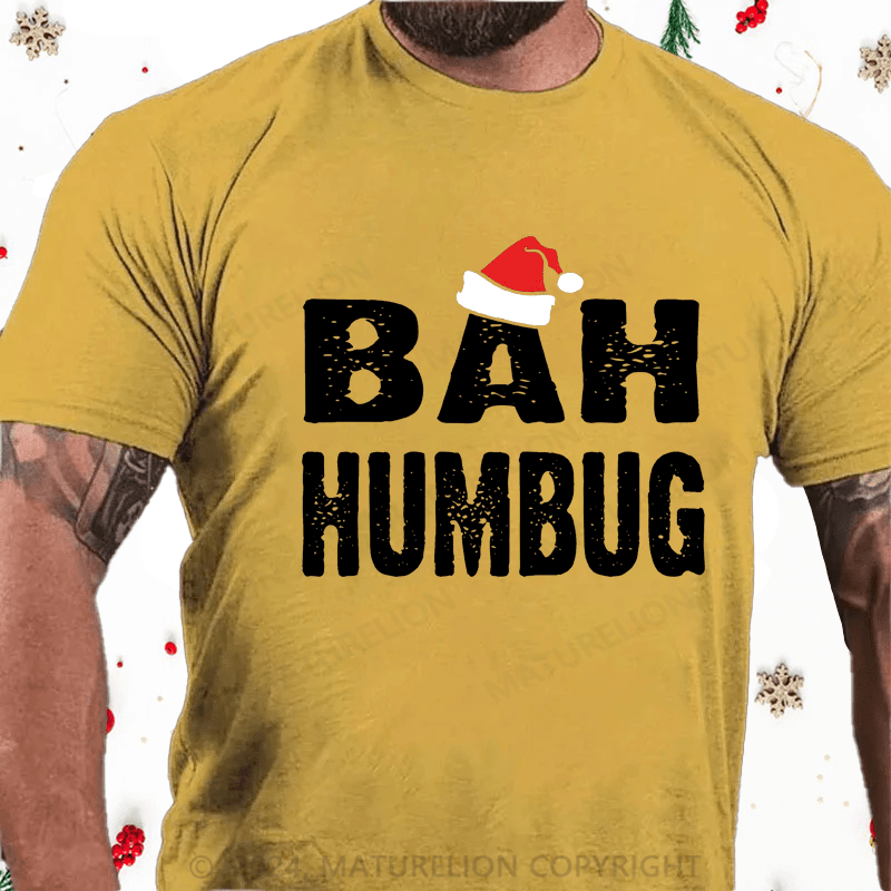 Maturelion Christmas T-Shirt Bah, Humbug Cotton T-Shirt