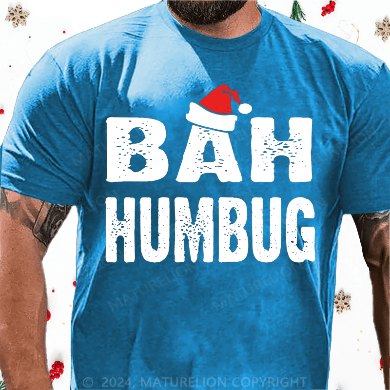 Maturelion Christmas T-Shirt Bah, Humbug Cotton T-Shirt