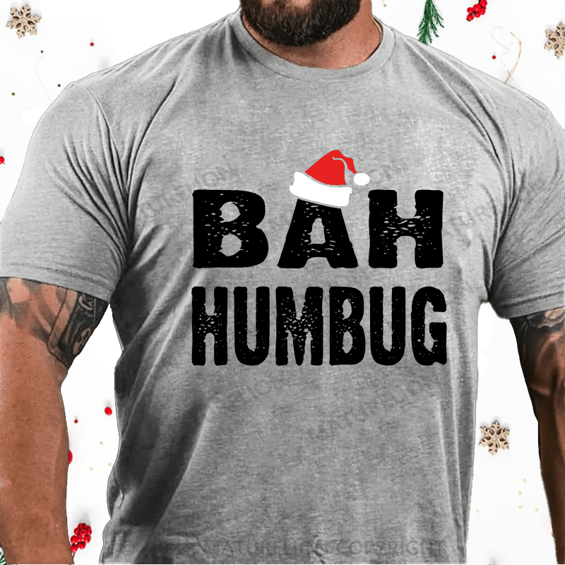 Maturelion Christmas T-Shirt Bah, Humbug Cotton T-Shirt