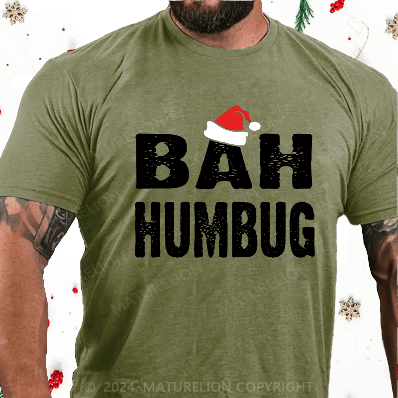 Maturelion Christmas T-Shirt Bah, Humbug Cotton T-Shirt