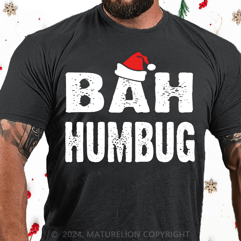 Maturelion Christmas T-Shirt Bah, Humbug Cotton T-Shirt