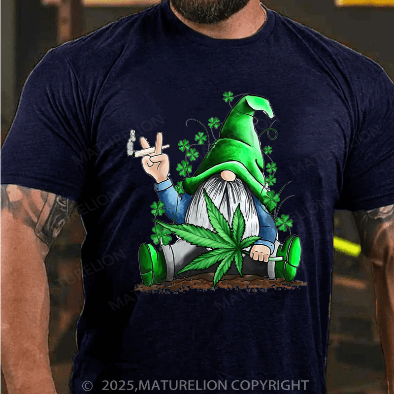 Maturelion St Patrick's T-shirt Funny Gnome Pot Leaf 420 Marijuana Weed St Patrick's Day Classic T-Shirt