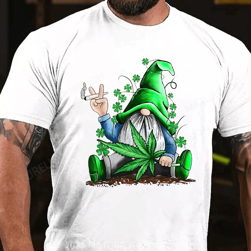 Maturelion St Patrick's T-shirt Funny Gnome Pot Leaf 420 Marijuana Weed St Patrick's Day Classic T-Shirt