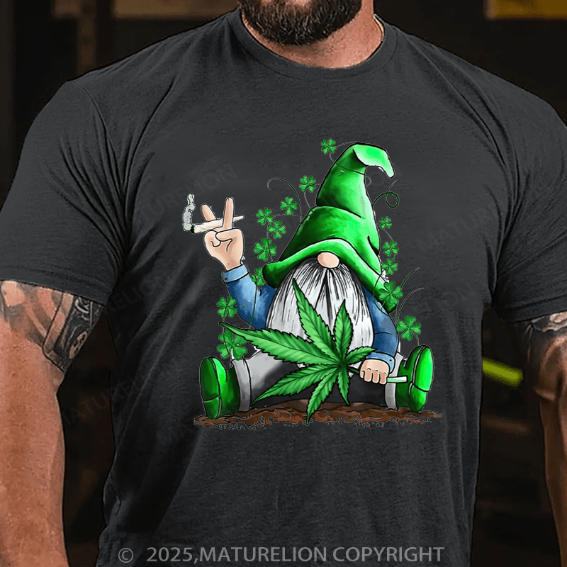 Maturelion St Patrick's T-shirt Funny Gnome Pot Leaf 420 Marijuana Weed St Patrick's Day Classic T-Shirt