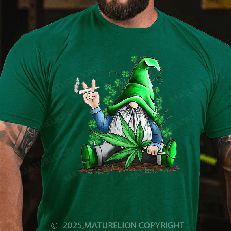 Maturelion St Patrick's T-shirt Funny Gnome Pot Leaf 420 Marijuana Weed St Patrick's Day Classic T-Shirt