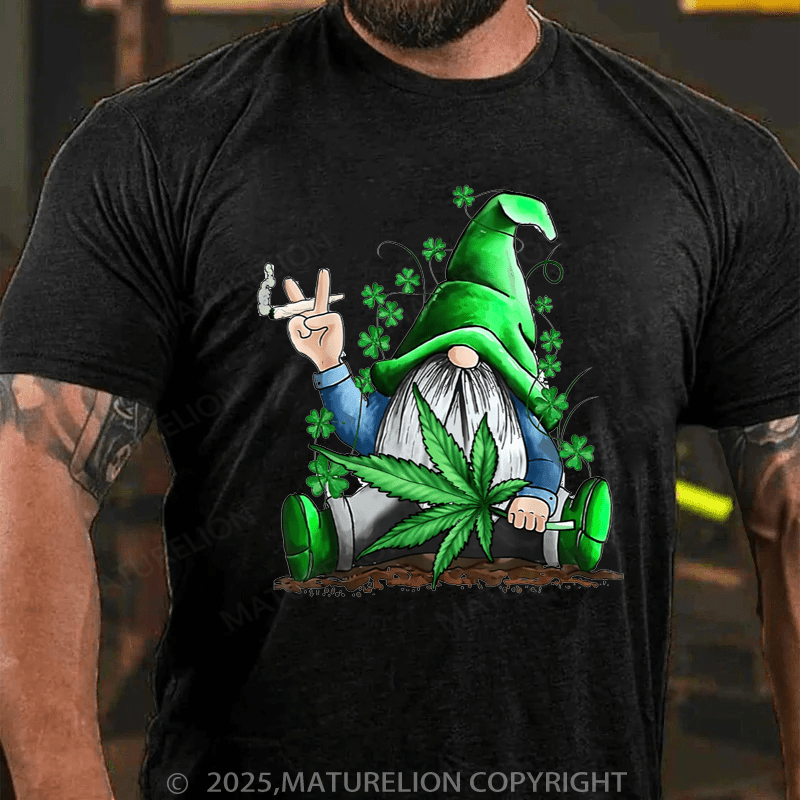 Maturelion St Patrick's T-shirt Funny Gnome Pot Leaf 420 Marijuana Weed St Patrick's Day Classic T-Shirt