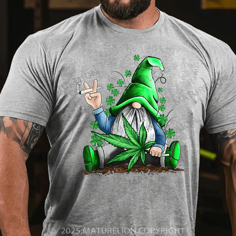 Maturelion St Patrick's T-shirt Funny Gnome Pot Leaf 420 Marijuana Weed St Patrick's Day Classic T-Shirt