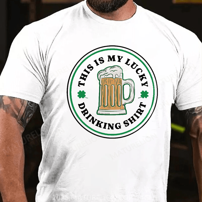 Maturelion St Patrick's T-shirt Men's Funny This Is My Lucky Drinking Shirt St. Patrick's Day T Shirt