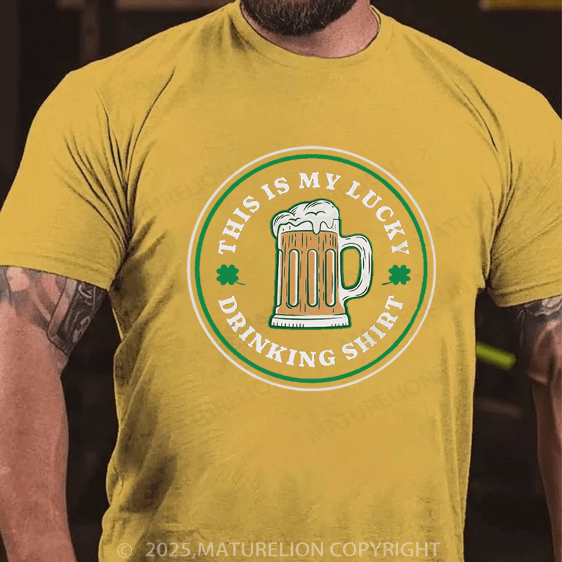 Maturelion St Patrick's T-shirt Men's Funny This Is My Lucky Drinking Shirt St. Patrick's Day T Shirt