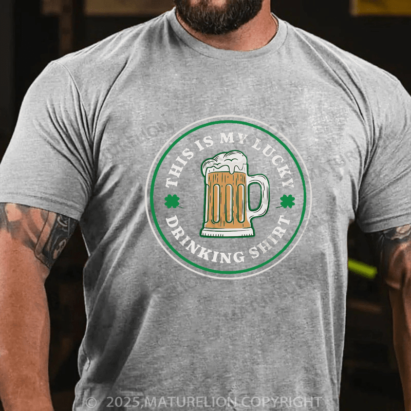 Maturelion St Patrick's T-shirt Men's Funny This Is My Lucky Drinking Shirt St. Patrick's Day T Shirt