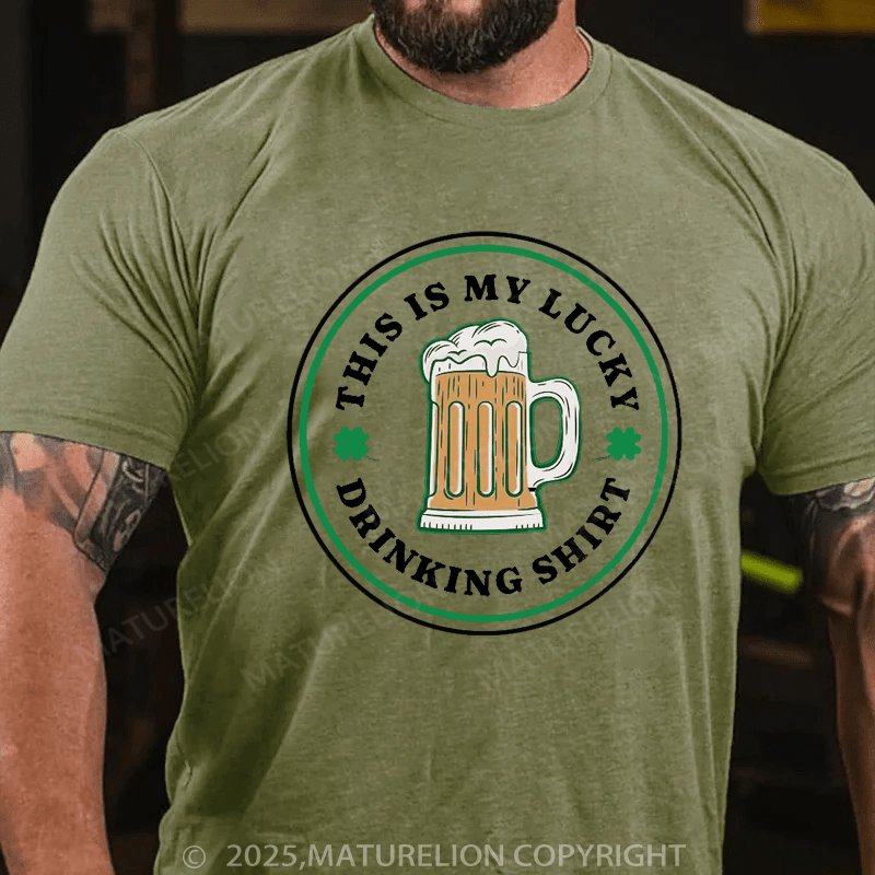 Maturelion St Patrick's T-shirt Men's Funny This Is My Lucky Drinking Shirt St. Patrick's Day T Shirt