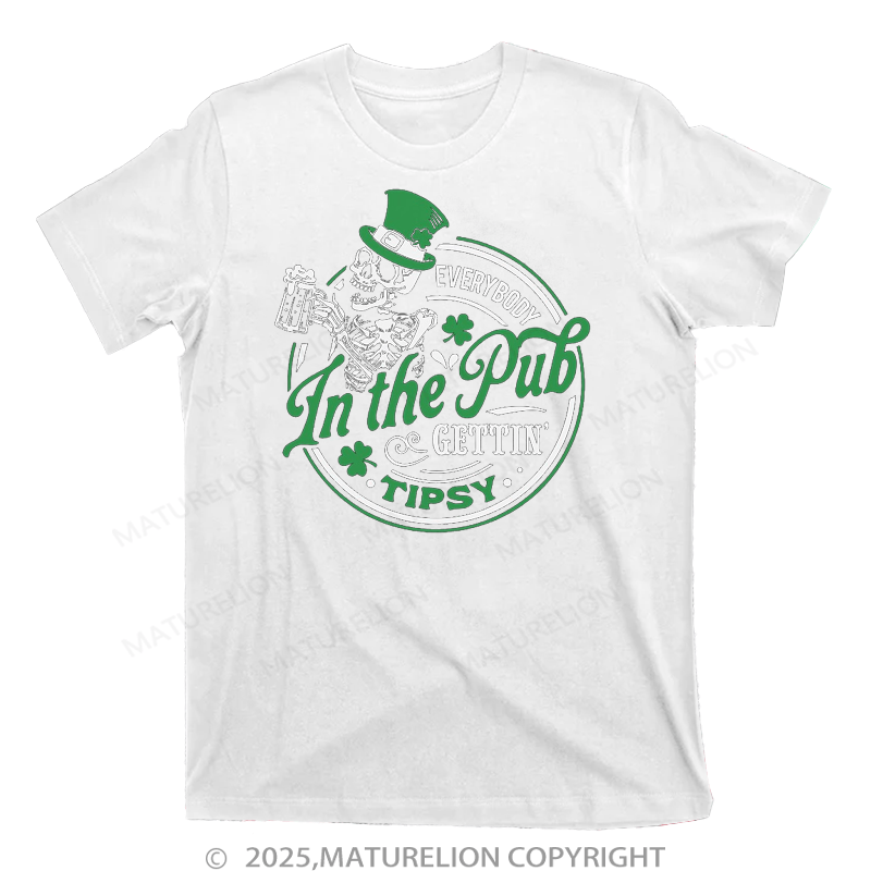 Maturelion St Patrick's T-shirt Saint Patrick's Day Skeleton T-Shirt