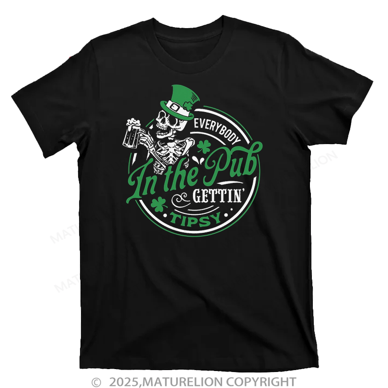 Maturelion St Patrick's T-shirt Saint Patrick's Day Skeleton T-Shirt