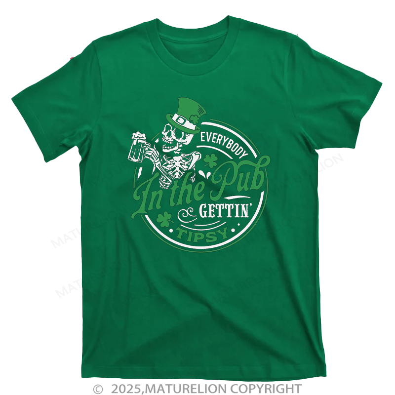 Maturelion St Patrick's T-shirt Saint Patrick's Day Skeleton T-Shirt