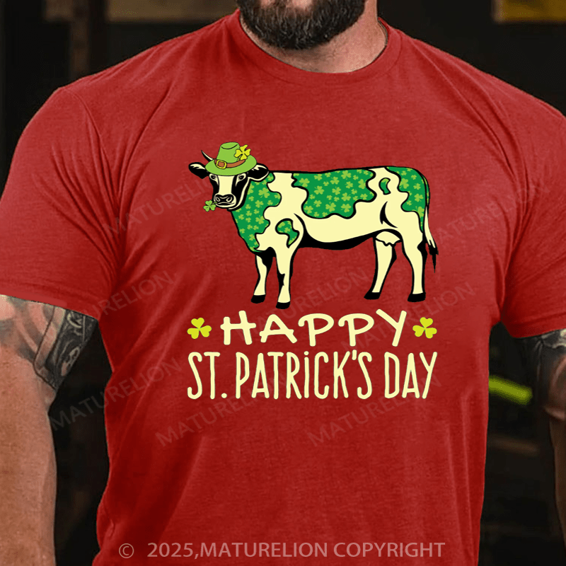 Maturelion St Patrick's T-shirt Shamrock Cow With Green Spots St. Patrick's Day Essential T-Shirt