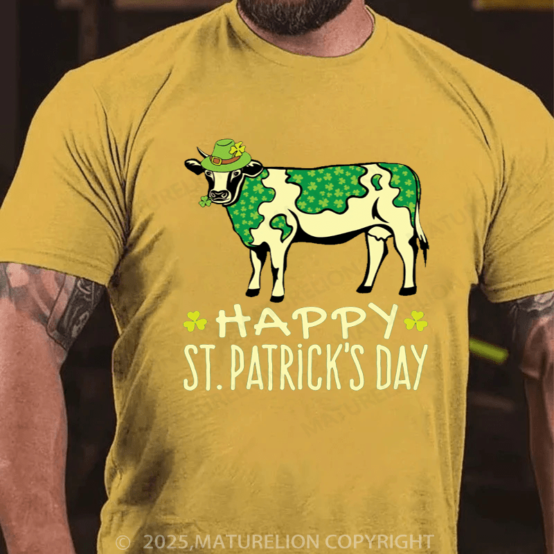 Maturelion St Patrick's T-shirt Shamrock Cow With Green Spots St. Patrick's Day Essential T-Shirt