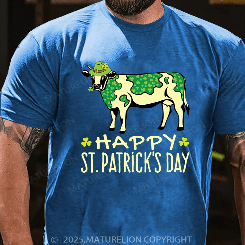 Maturelion St Patrick's T-shirt Shamrock Cow With Green Spots St. Patrick's Day Essential T-Shirt