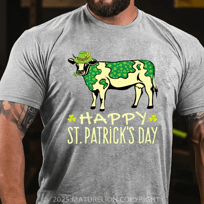 Maturelion St Patrick's T-shirt Shamrock Cow With Green Spots St. Patrick's Day Essential T-Shirt