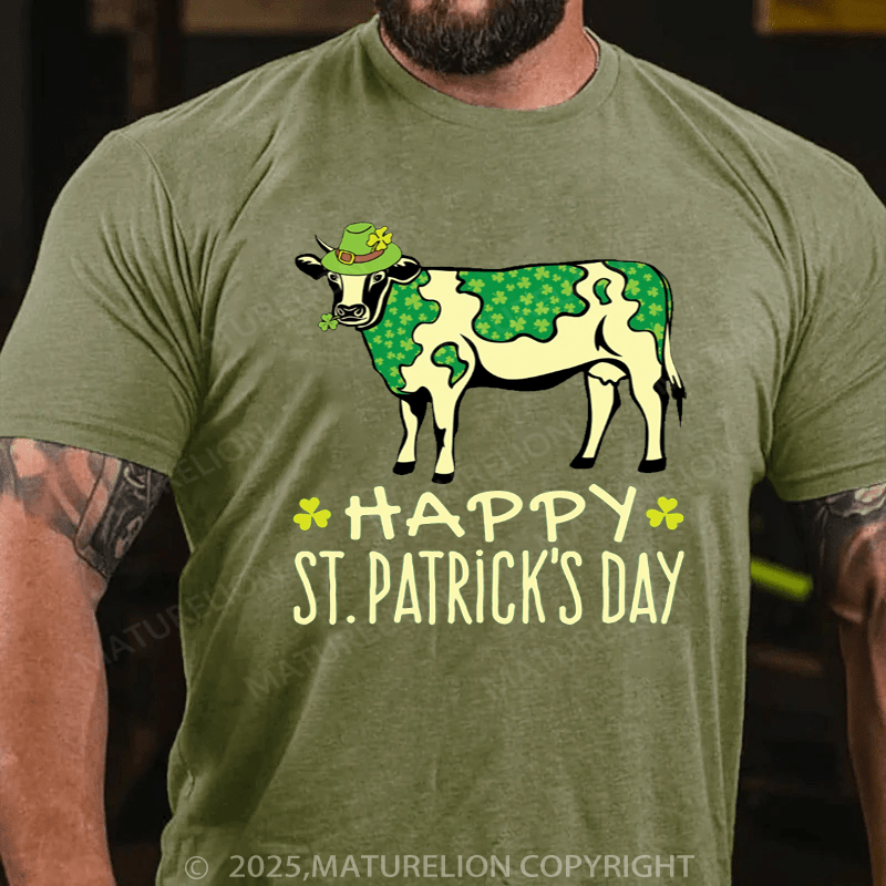 Maturelion St Patrick's T-shirt Shamrock Cow With Green Spots St. Patrick's Day Essential T-Shirt