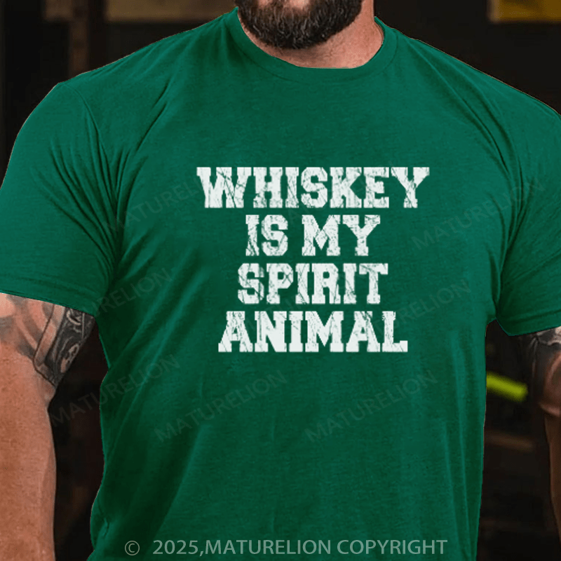 Maturelion St Patrick's T-shirt Whiskey Is My Spirit Animal T-Shirt