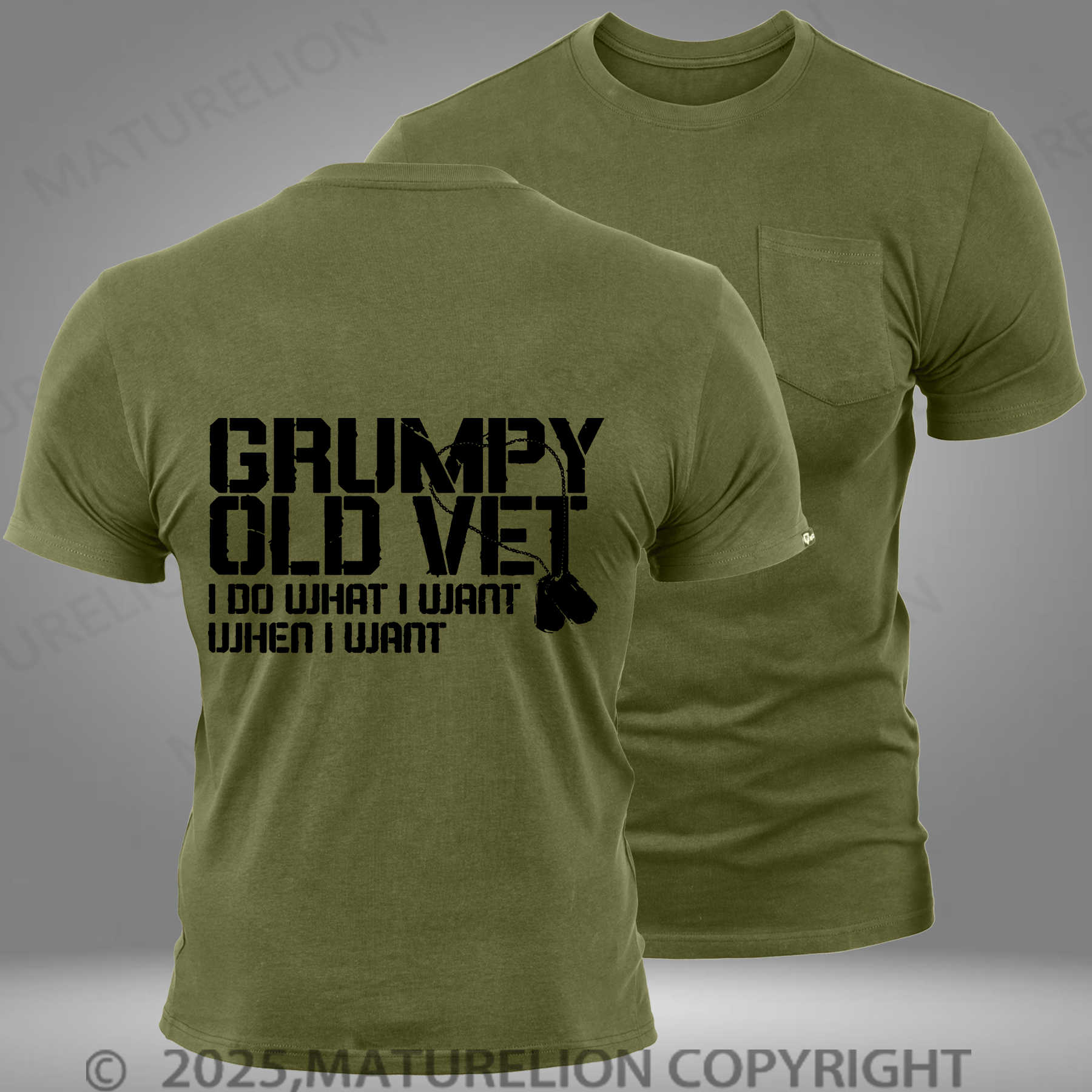 Maturelion Men's T-shirt Grumpy Pocket T-Shirt