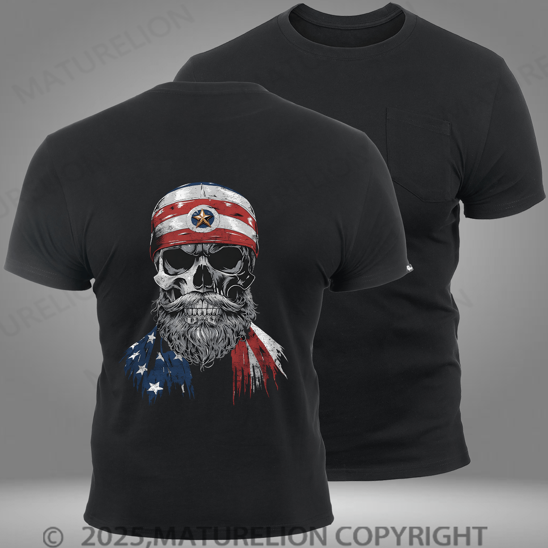 Maturelion Men's T-shirt American Death Dealer Pocket T-Shirt