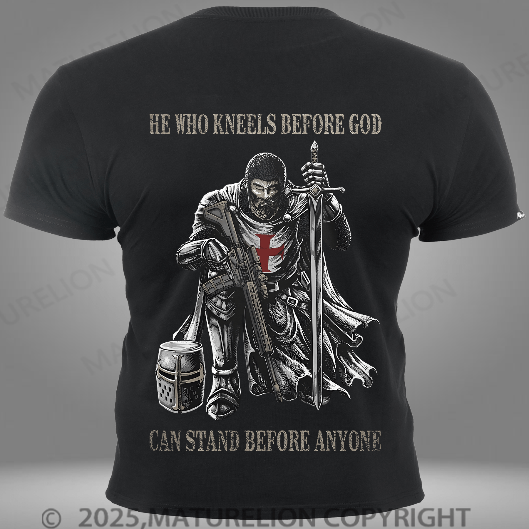 Maturelion Men's T-shirt He Who Kneels Before God Pocket T-Shirt