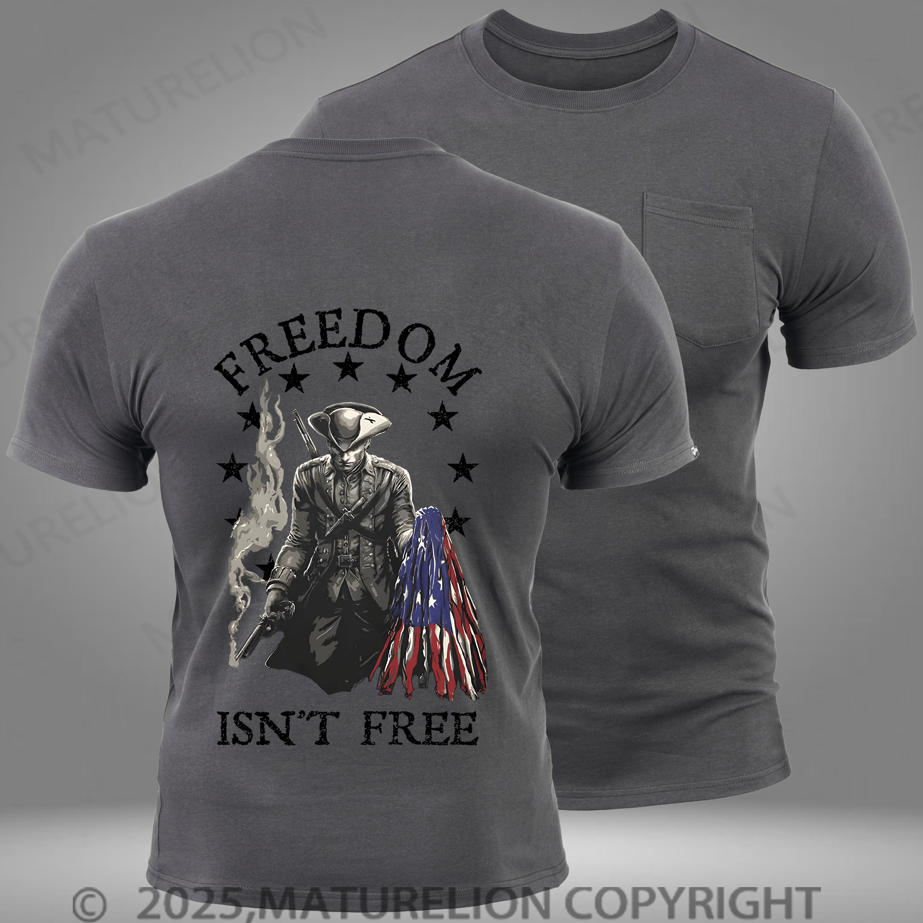 Maturelion Men's T-shirt Freedom Isn't Free Pocket T-Shirt