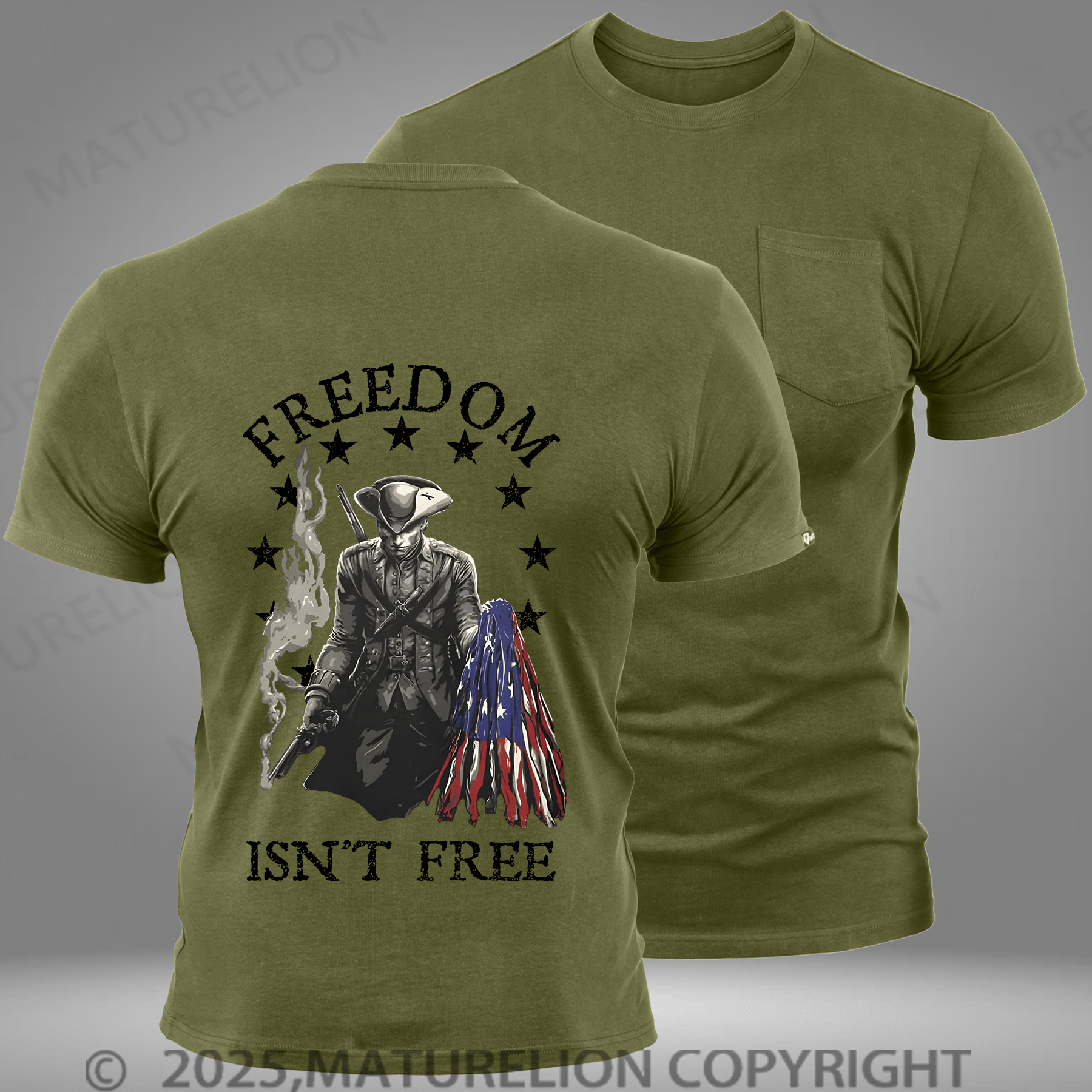 Maturelion Men's T-shirt Freedom Isn't Free Pocket T-Shirt