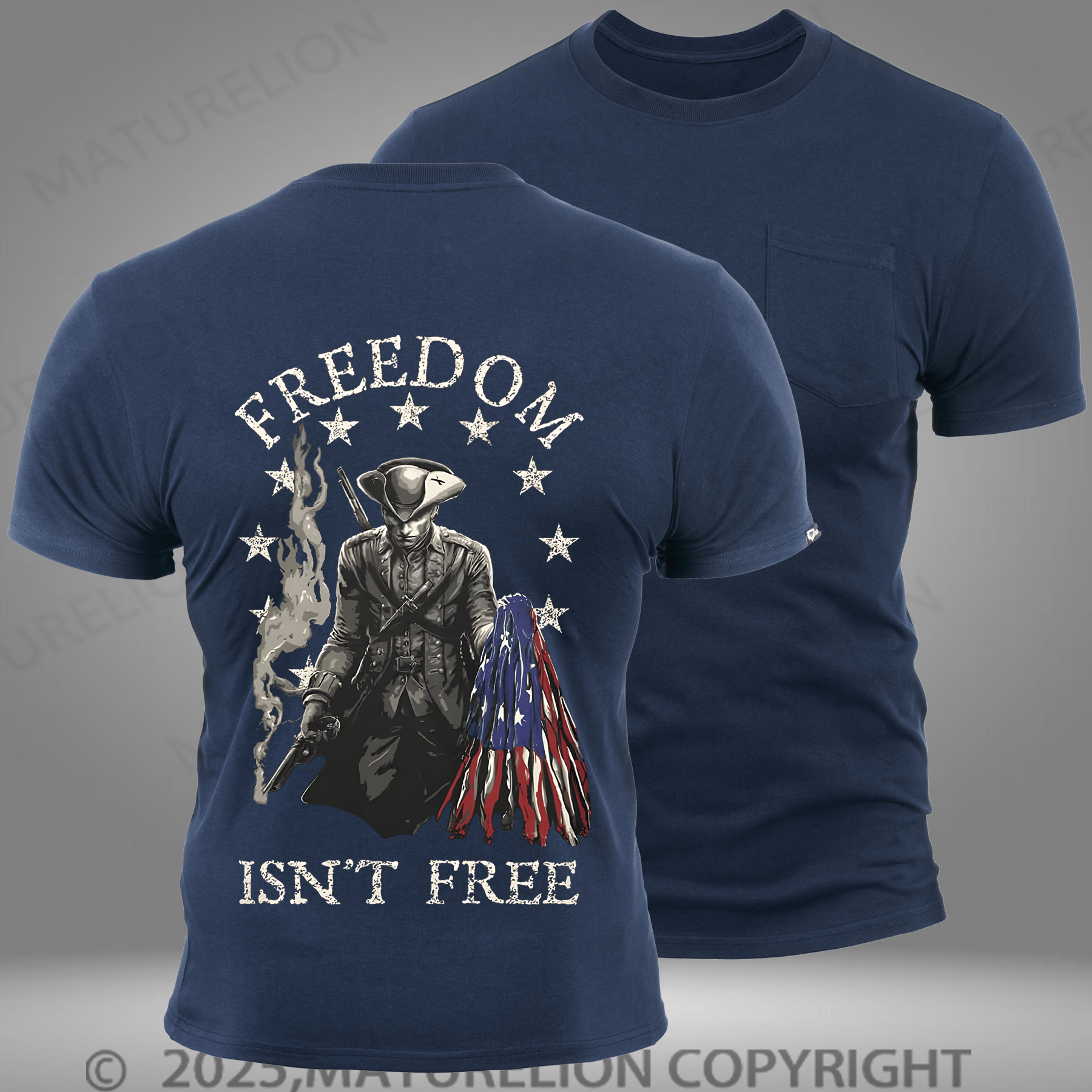 Maturelion Men's T-shirt Freedom Isn't Free Pocket T-Shirt