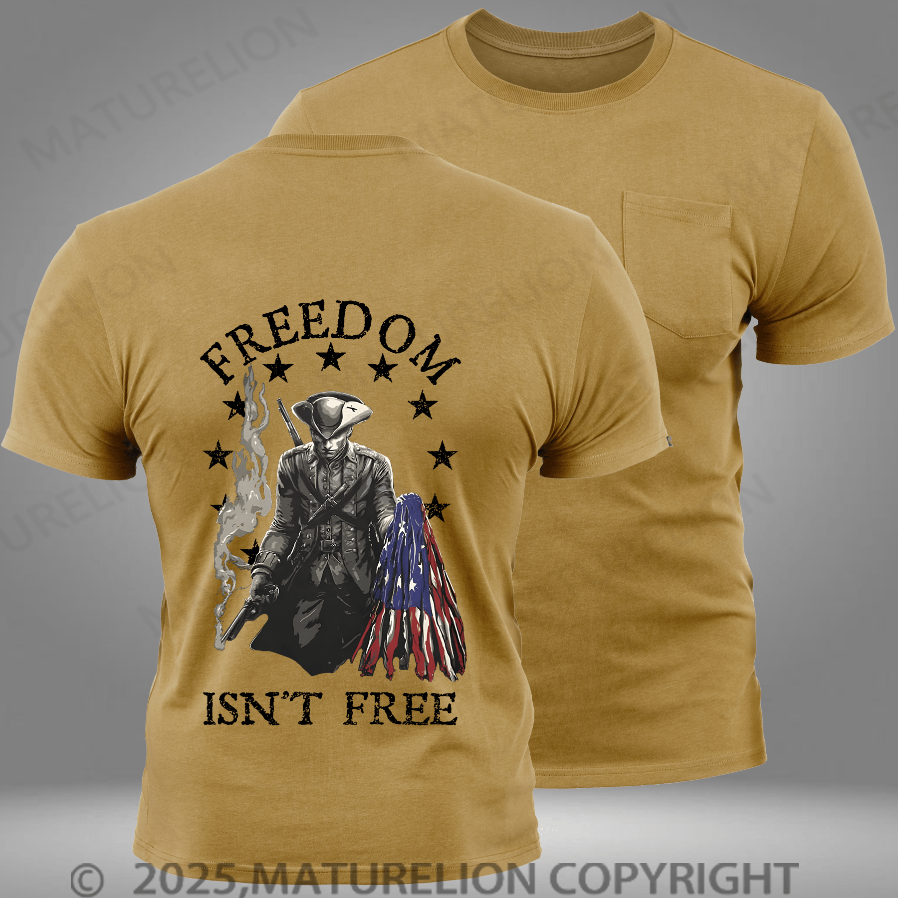 Maturelion Men's T-shirt Freedom Isn't Free Pocket T-Shirt