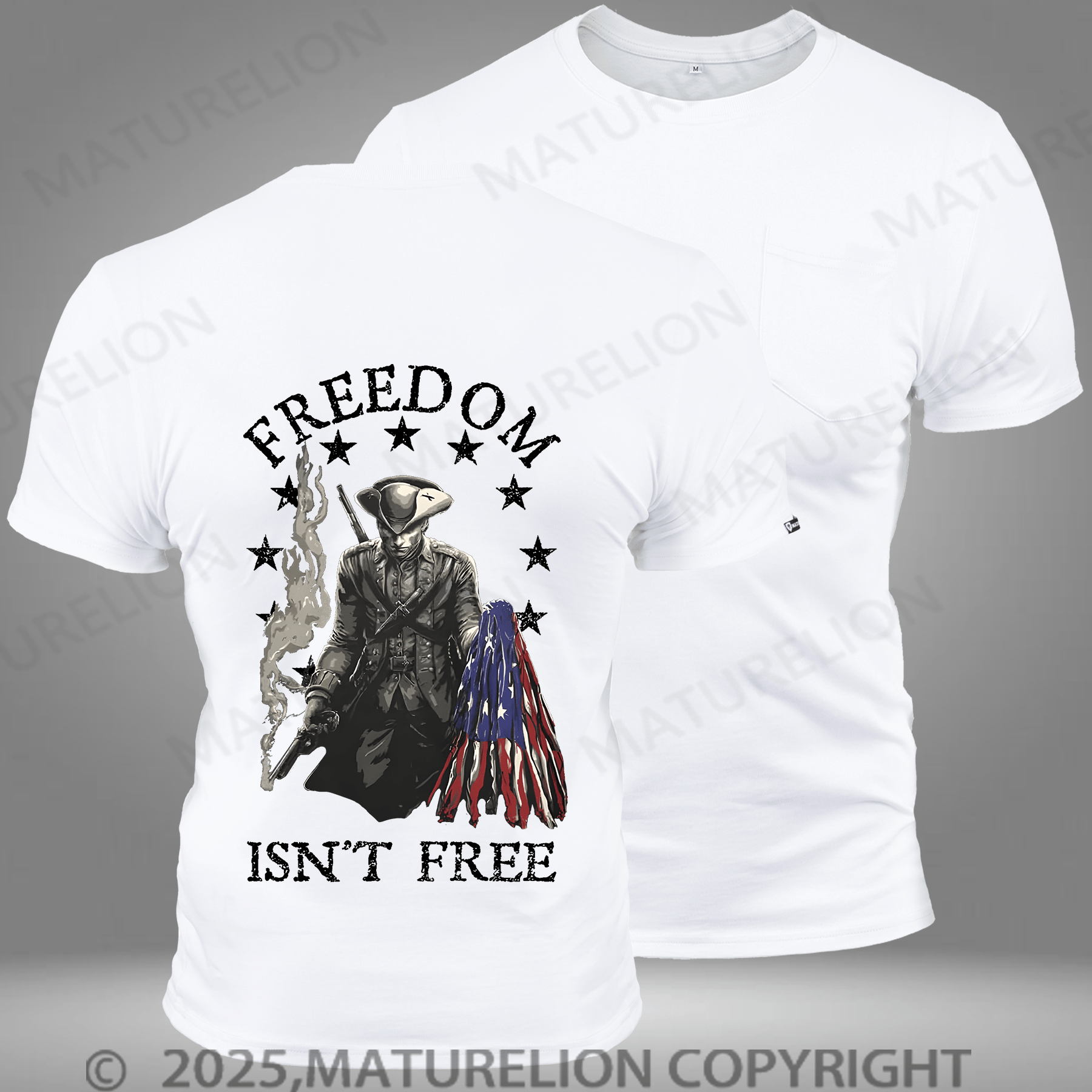 Maturelion Men's T-shirt Freedom Isn't Free Pocket T-Shirt