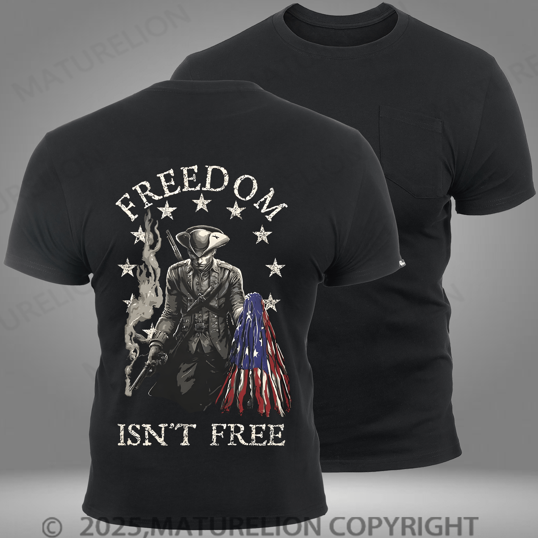 Maturelion Men's T-shirt Freedom Isn't Free Pocket T-Shirt