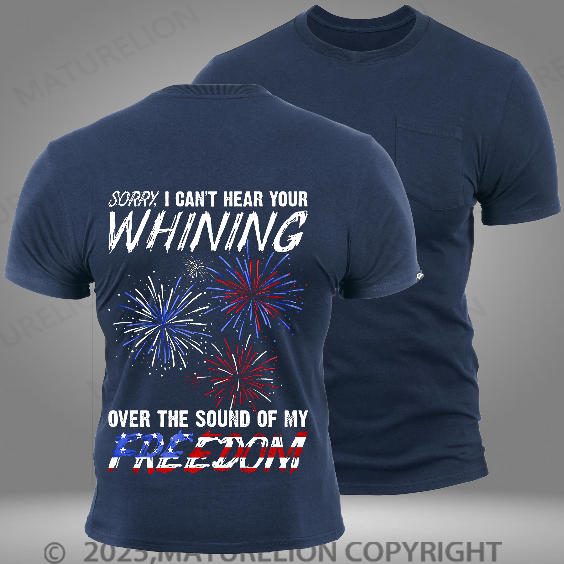 Maturelion Men's T-shirt Fireworks Pocket T-Shirt