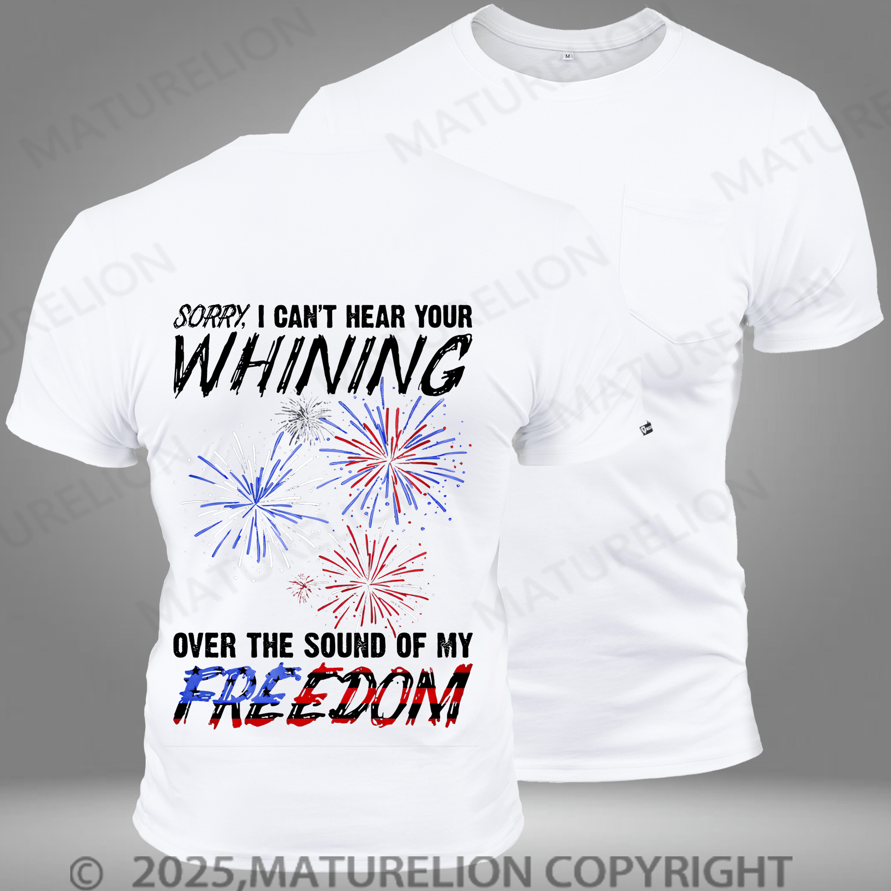 Maturelion Men's T-shirt Fireworks Pocket T-Shirt