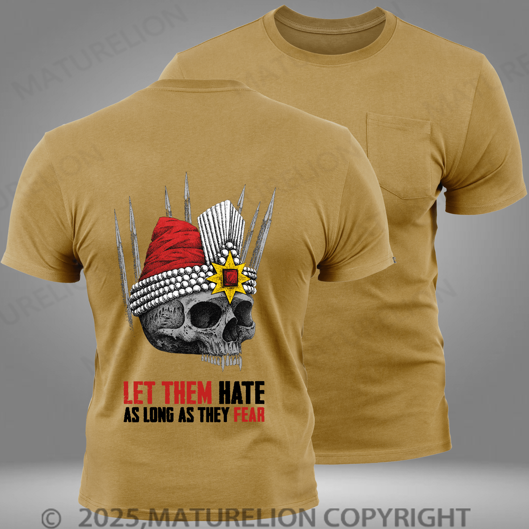 Maturelion Men's T-shirt Let Them Hate As Long As They Fear Pocket T-Shirt