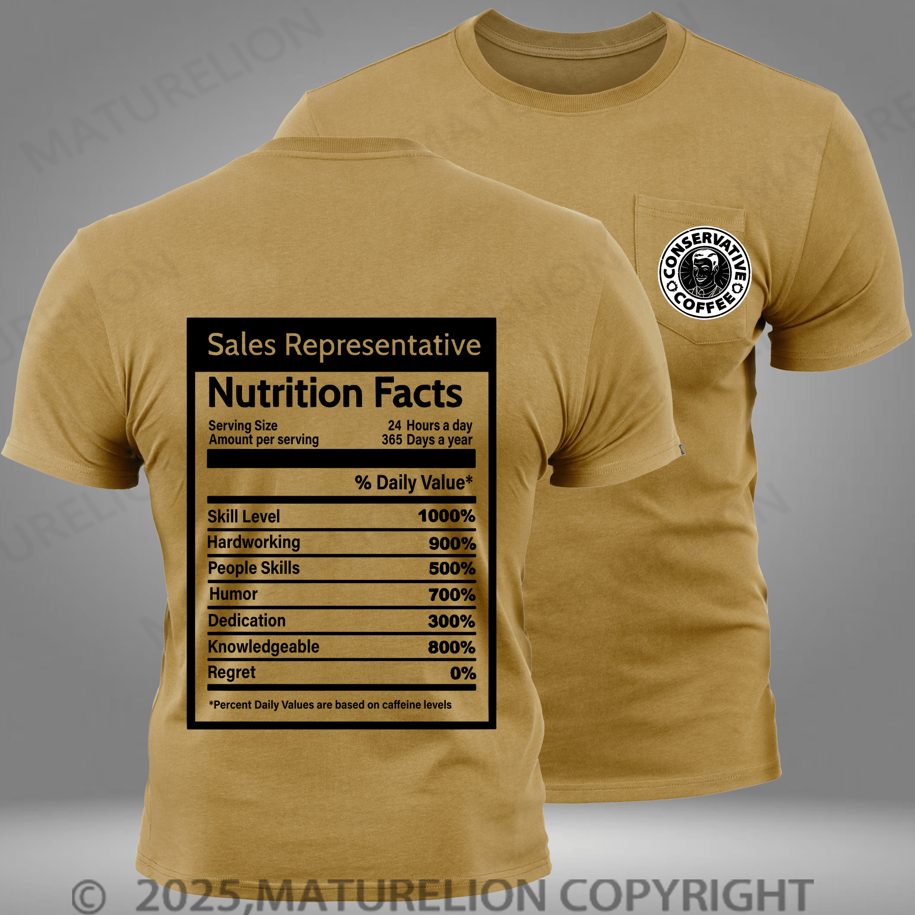 Maturelion Men's T-shirt Sales Representative Nutrition Facts Pocket T-Shirt