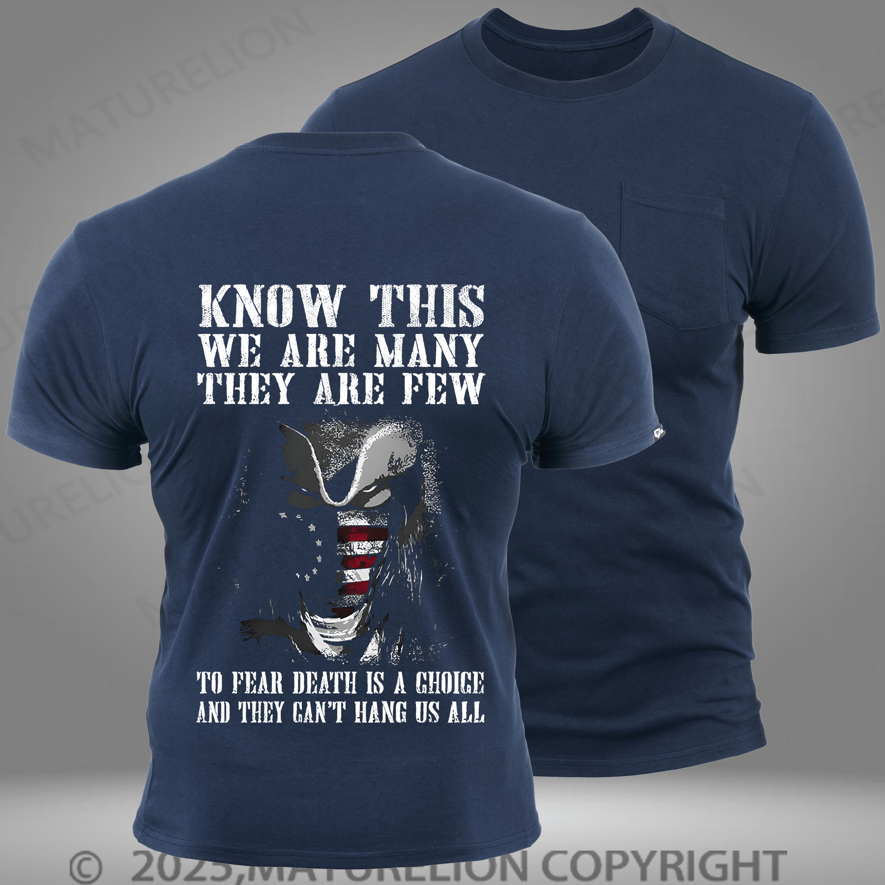 Maturelion Men's T-shirt American Pride Veteran Support Pocket T-Shirt