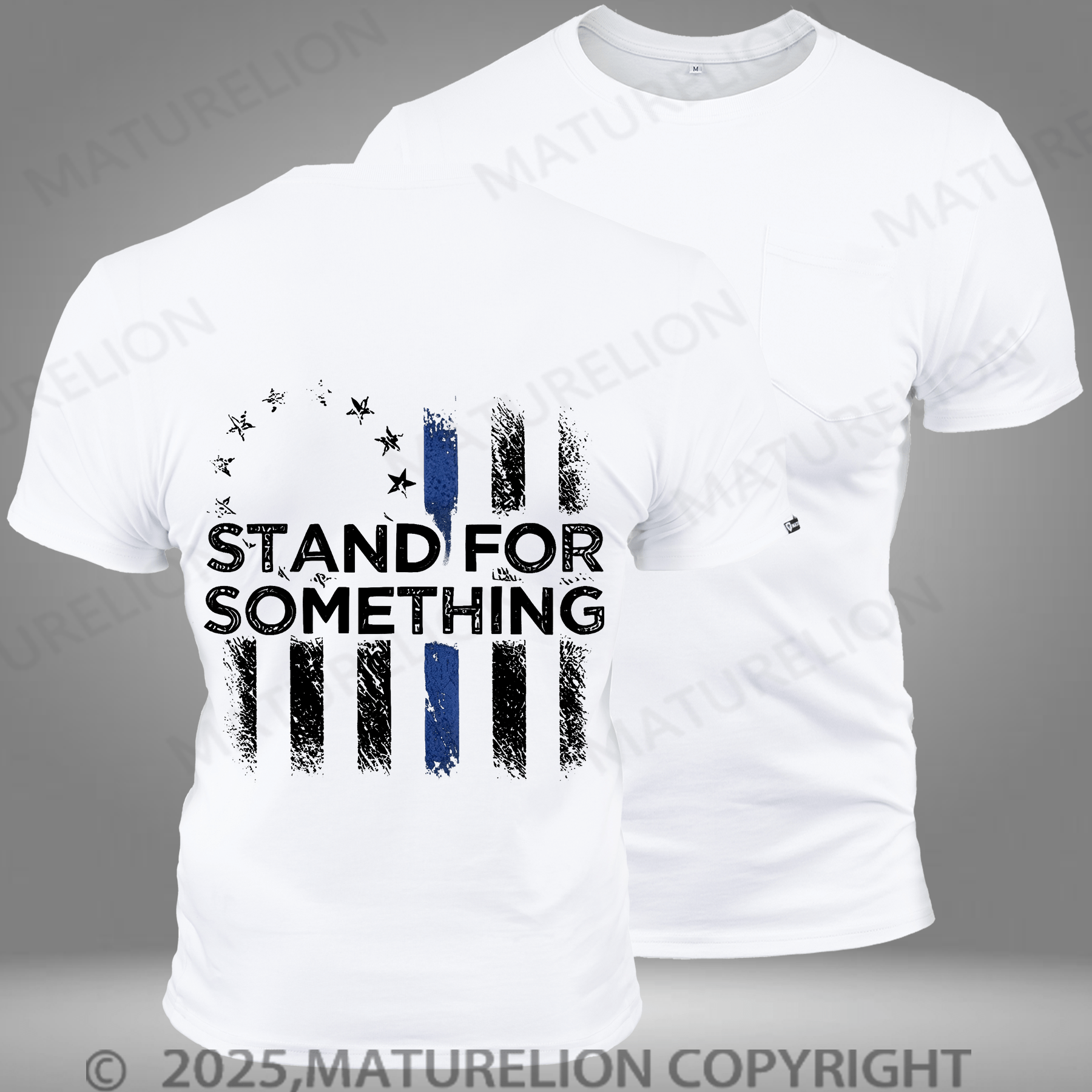 Maturelion Men's T-shirt Stand For Something Pocket T-Shirt