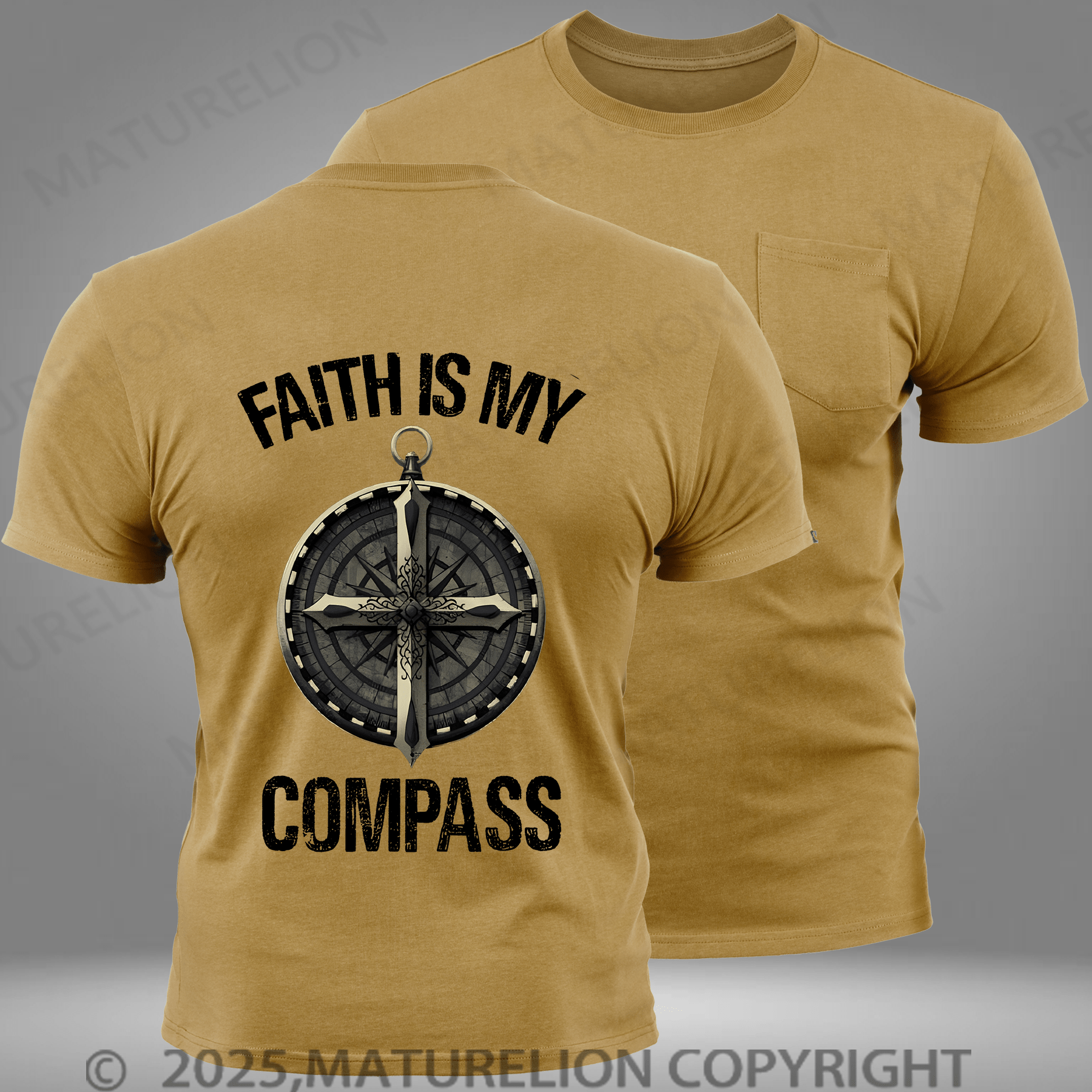 Maturelion Men's T-shirt Faith Is My Compass Pocket T-Shirt